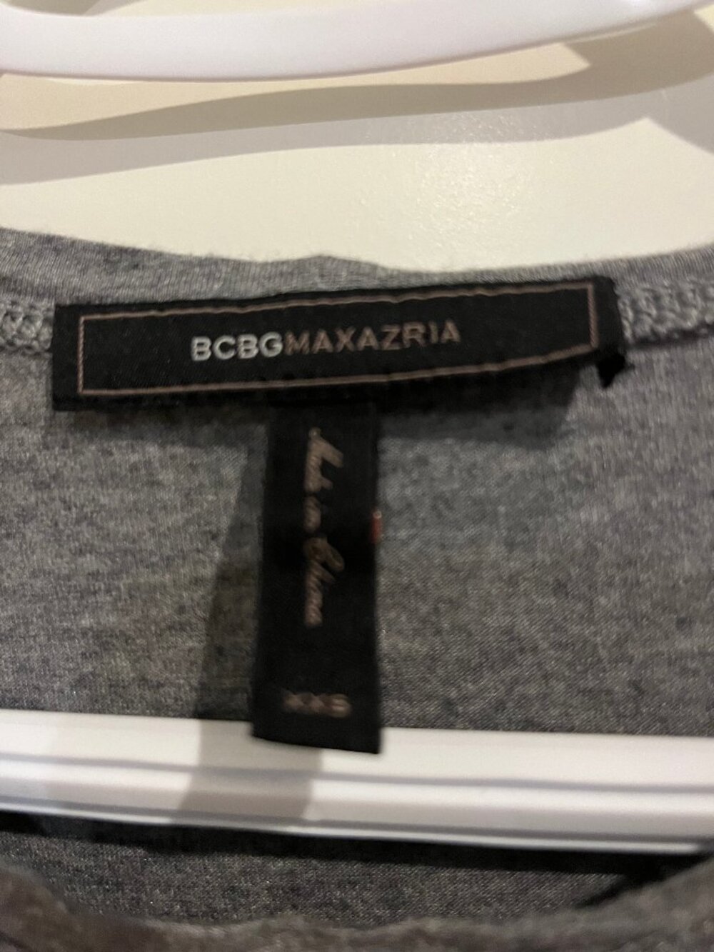 bcbgMaxAzria colorblock assymetrical top XXS-S grey/black - Picture 3 of 4